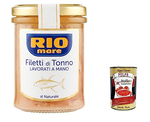 6x Rio Mare - Filetti di Tonno al Naturale Natürliche Thunfischfilets, handgefertigt, 180 g + Italian Gourmet poolpa 400g von Italian Gourmet E.R.