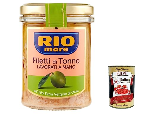 6x Rio Mare Filetti di Tonno all'Olio Extravergine di Oliva Thunfischfilets in nativem Olivenöl extra, 180g + italian Gourmet polpa 400g 6x Rio Mare Filetti di Tonno all'Olio Extravergine di Oliva Thunfischfilets in nativem Olivenöl extra, 180g + italian Gourmet polpa 400g von Italian Gourmet E.R.