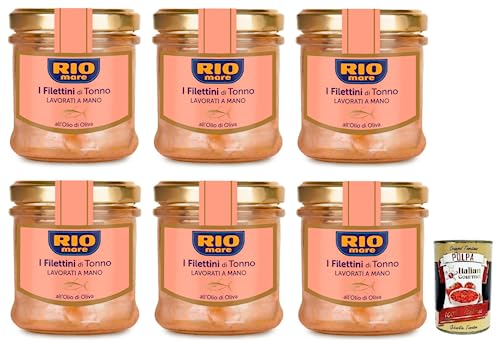 6x Rio Mare Filettini di Tonno all'Olio di Oliva, Thunfischfilets in Olivenöl,Glas mit 130g + Italian Gourmet Polpa di Pomodoro 400g Dose 6x Rio Mare Filettini di Tonno all'Olio di Oliva, Thunfischfilets in Olivenöl,Glas mit 130g + Italian Gourmet Polpa di Pomodoro 400g Dose von Italian Gourmet E.R.