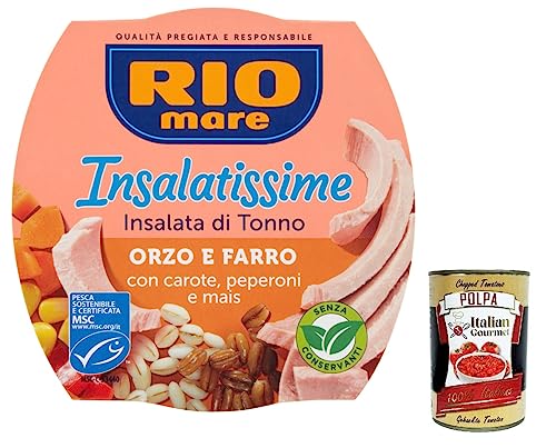 6x Rio Mare Insalatissime Orzo Farro e Tonno Gerste, Dinkel und Thunfisch 160g mit Karotten, Paprika und Mais Fertiggerichte + Italian Gourmet polpa 400g 6x Rio Mare Insalatissime Orzo Farro e Tonno Gerste, Dinkel und Thunfisch 160g mit Karotten, Paprika und Mais Fertiggerichte + Italian Gourmet polpa 400g von Italian Gourmet E.R.