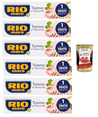 6x Rio mare Tonno al Naturale, Natürlicher Thunfisch, Thunfisch hochwertiger gelbe Flossen 4 x 80 g + Italian Gourmet polpa 400g von Italian Gourmet E.R.