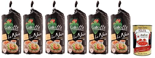6x Riso Gallo Gallotte Le Nere,Vollkornkuchen aus Schwarzem Reis und Mais,Packung mit 100g + Italian Gourmet Polpa di Pomodoro 400g Dose von Italian Gourmet E.R.