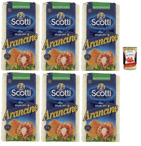 6x Riso scotti per arancine, Idealer Reis für sizilianische Arancini, 100% italienischer Reis 1kg + Italian Gourmet polpa 400g von Italian Gourmet E.R.