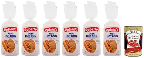 6x Roberto Mini Hot Dog Brot,Packung mit 300g,Jede Packung enthält 8 Hot Dog Buns + Italian Gourmet Polpa di Pomodoro 400g Dose 6x Roberto Mini Hot Dog Brot,Packung mit 300g,Jede Packung enthält 8 Hot Dog Buns + Italian Gourmet Polpa di Pomodoro 400g Dose von Italian Gourmet E.R.