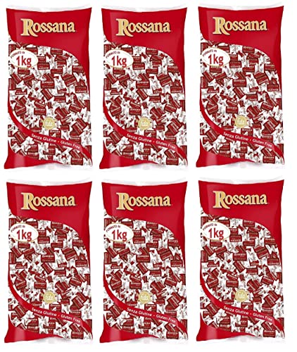 6x Rossana al Cocco Caramelle Candies Bonbon Lollies Hartbonbons mit cremiger Füllung auf Basis von Milch und Kokosnuss,Glutenfrei 1Kg Beutel + Italian Gourmet Polpa di Pomodoro 400g Dose von Italian Gourmet E.R.