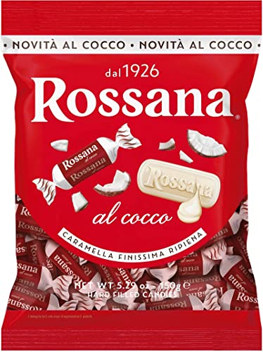 6x Rossana al Cocco Caramelle Candies Bonbon Lollies Hartbonbons mit cremiger Füllung auf Basis von Milch und Kokosnuss 150g Beutel + Italian Gourmet Polpa di Pomodoro 400g Dose von Italian Gourmet E.R.