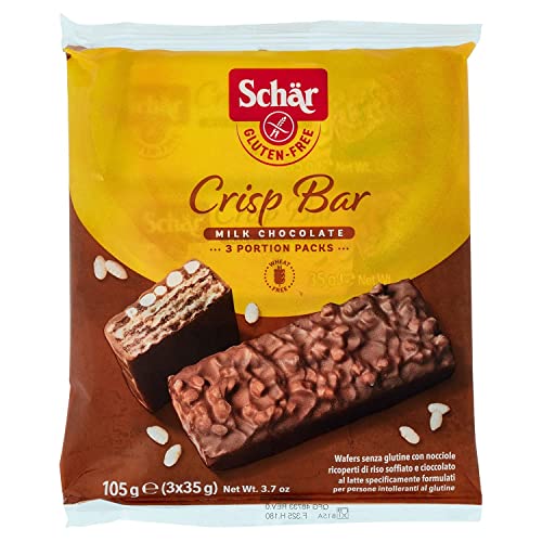 6x Schar Crisp Bar Wafers Knusprige Riegelwaffeln mit Haselnüssen, überzogen mit Puffreis und Milchschokolade, glutenfrei, 3 Snacks von 35 g + Italian Gourmet Polpa 400g 6x Schar Crisp Bar Wafers Knusprige Riegelwaffeln mit Haselnüssen, überzogen mit Puffreis und Milchschokolade, glutenfrei, 3 Snacks von 35 g + Italian Gourmet Polpa 400g von Italian Gourmet E.R.