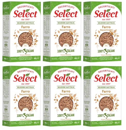 6x Select Farro Decorticato Geschälter Dinkel 100% Italienische Hülsenfrüchte Papier Verpackung von 400g von Italian Gourmet E.R.