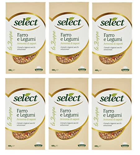 6x Select Le Zuppe Farro e Legumi Ausgewähltes Getreide und Ausgewählte Getrocknete Hülsenfrüchte 400g Packung von Italian Gourmet E.R.