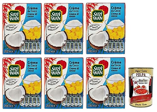 6x Suzi Wan Crema di Cocco,Kokosnuss Creme,Ideal für Desserts,200ml + Italian Gourmet Polpa di Pomodoro 400g Dose 6x Suzi Wan Crema di Cocco,Kokosnuss Creme,Ideal für Desserts,200ml + Italian Gourmet Polpa di Pomodoro 400g Dose von Italian Gourmet E.R.