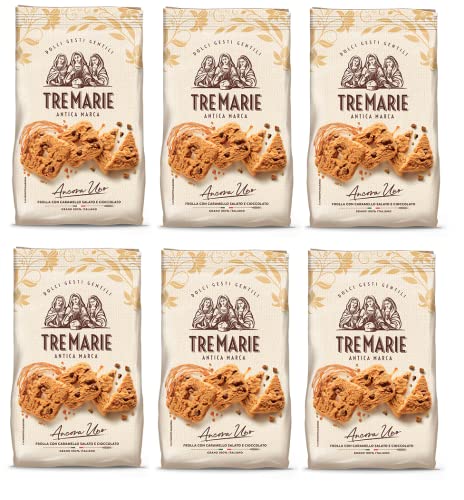 6x Tre Marie Ancora Uno Frolla con Caramello Salato e Cioccolato Kekse mit Gesalzenem Karamell und Schokolade Biscuits 315g Packung von Italian Gourmet E.R.