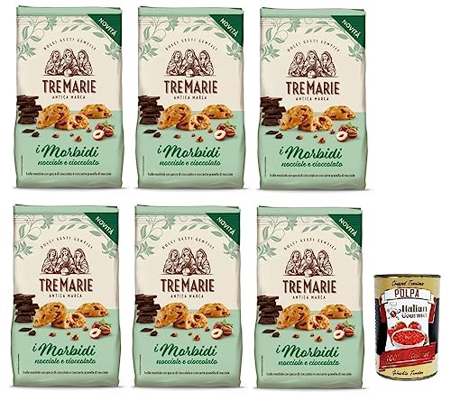 6x Tre Marie Biscotti i Morbidi Nocciole e Cioccolato,Kekse mit Schokoladentropfen und knackigen Haselnusskörnern 300g + Italian Gourmet Polpa di Pomodoro 400g Dose von Italian Gourmet E.R.