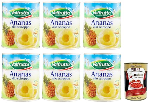 6x Valfrutta Ananas allo Sciroppo,Obst in Sirup,Dose 836g + Italian Gourmet Polpa di Pomodoro 400g Dose von Italian Gourmet E.R.