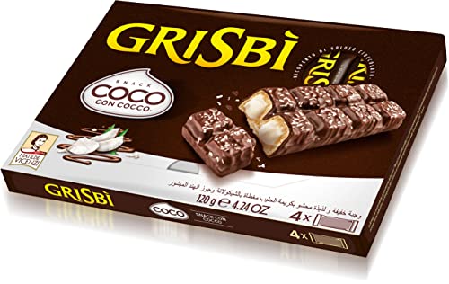 6x Vicenzi Grisbi Coco con Cocco snack mit Milchcreme bedeckt mit Schokolade und Kokosnuss 120g ( 4 x 30g ) von Italian Gourmet E.R.