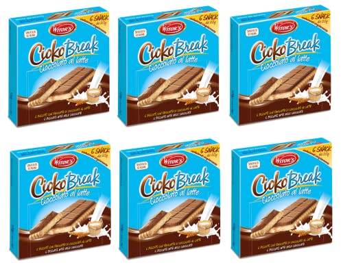 6x Witor's Cioko Break Cioccolato al Latte Kekse mit Milch Schokoriegel 120g Jede Packung Enthält 6 Einzeln Verpackte Snacks von 20g von Italian Gourmet E.R.