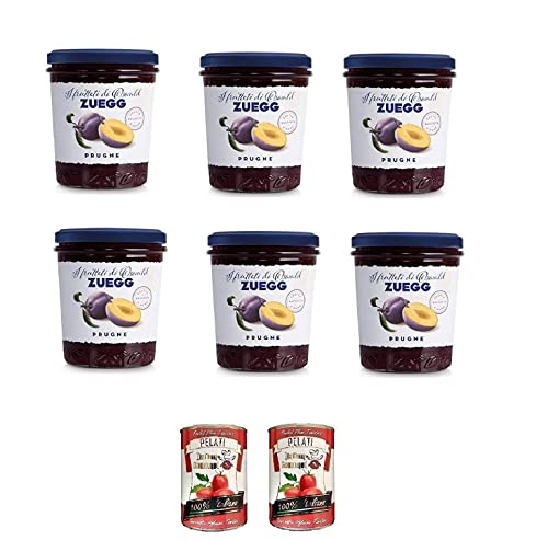 6x Zuegg Prugne Marmelade Backpflaumen Konfitüre Brotaufstriche Italien 320 g + Italian Gourmet 100% italienische geschälte Tomaten dosen 2x 400g von Italian Gourmet E.R.