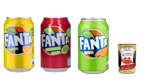 72x Fanta Lemon - Strawberry & kiwi - Exotic - sleek 330ml soft drink, Erfrischungsgetränk 330ml + Italian Gourmet polpa 400g von Italian Gourmet E.R.