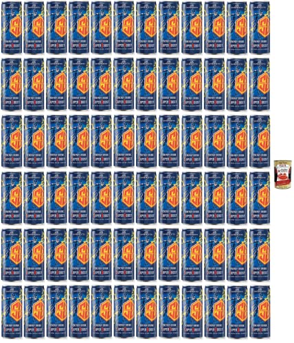 72x San Benedetto Energy Drink Super Boost,Energiegetränk mit Taurin, Koffein und B-Vitaminen,250ml Einwegdose + Italian Gourmet Polpa di Pomodoro 400g Dose von Italian Gourmet E.R.