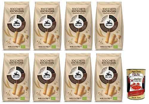 8x Alce Nero Tocchetti Breadsticks,Bio-Backprodukt mit Bio-Khorasan-Weizen und extra natives Olivenöl,Packung mit 150g + Italian Gourmet Polpa di Pomodoro 400g Dose 8x Alce Nero Tocchetti Breadsticks,Bio-Backprodukt mit Bio-Khorasan-Weizen und extra natives Olivenöl,Packung mit 150g + Italian Gourmet Polpa di Pomodoro 400g Dose von Italian Gourmet E.R.