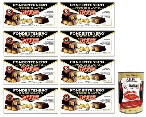 8x Novi Fondentenero Nocciolato,Extrem Bittere Dunkle Schokolade mit Ganzen Haselnüssen,72% Kakao,130g + Italian Gourmet Polpa di Pomodoro 400g Dose 8x Novi Fondentenero Nocciolato,Extrem Bittere Dunkle Schokolade mit Ganzen Haselnüssen,72% Kakao,130g + Italian Gourmet Polpa di Pomodoro 400g Dose von Italian Gourmet E.R.