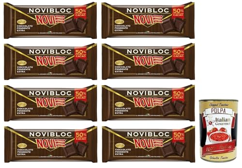 8x Novi Novibloc Cioccolato Fondente,Extra Dunkle Schokolade 50% Kakao 500g + Italian Gourmet Polpa di Pomodoro 400g Dose von Italian Gourmet E.R.