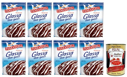 8x Paneangeli Glassa due gusti,Glasur für Kuchen, fettarme Kakaoglasur, Glasur mit weißem Schokoladengeschmack,125g Beutel + Italian Gourmet Polpa di Pomodoro 400g Dose 8x Paneangeli Glassa due gusti,Glasur für Kuchen, fettarme Kakaoglasur, Glasur mit weißem Schokoladengeschmack,125g Beutel + Italian Gourmet Polpa di Pomodoro 400g Dose von Italian Gourmet E.R.