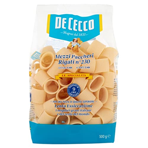 8x Pasta De Cecco Le specialita' 100% Italienisch Mezzi Paccheri rigati n. 230 Nudeln 500g + Italian Gourmet Polpa 400g von Italian Gourmet E.R.