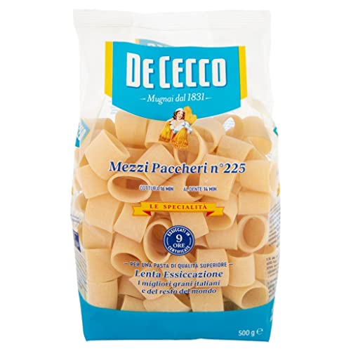 8x Pasta De Cecco Le specialita' 100% Italienisch Paccheri rigati n. 225 Nudeln 500g + Italian Gourmet Polpa 400g von Italian Gourmet E.R.