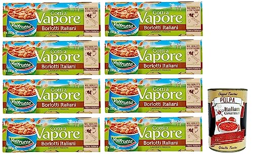 8x Valfrutta Fagioli Borlotti,Italienische Borlotti-Bohnen,Hülsenfrucht Gemüse Gekochte Bohnen,Dose 3x150g + Italian Gourmet Polpa di Pomodoro 400g Dose 8x Valfrutta Fagioli Borlotti,Italienische Borlotti-Bohnen,Hülsenfrucht Gemüse Gekochte Bohnen,Dose 3x150g + Italian Gourmet Polpa di Pomodoro 400g Dose von Italian Gourmet E.R.
