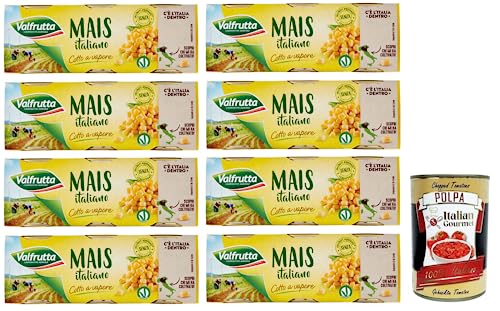 8x Valfrutta Mais Dolce Italiano,Weicher und Natürlich süßer Italienischer Gedämpfter Mais,Dosen 3x160g + Italian Gourmet Polpa di Pomodoro 400g Dose 8x Valfrutta Mais Dolce Italiano,Weicher und Natürlich süßer Italienischer Gedämpfter Mais,Dosen 3x160g + Italian Gourmet Polpa di Pomodoro 400g Dose von Italian Gourmet E.R.