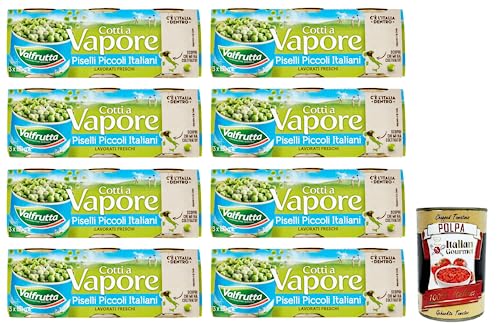 8x Valfrutta Piselli Piccoli Italiani,Kleine italienische Erbsen,Hülsenfrücht Gemüse Dampfgaren,Dosen 3x150g + Italian Gourmet Polpa di Pomodoro 400g Dose 8x Valfrutta Piselli Piccoli Italiani,Kleine italienische Erbsen,Hülsenfrücht Gemüse Dampfgaren,Dosen 3x150g + Italian Gourmet Polpa di Pomodoro 400g Dose von Italian Gourmet E.R.