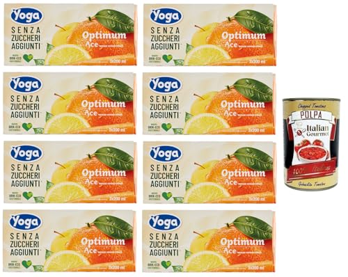 8x Yoga Succhi di Frutta Optimum Ace,Fruchtsäft Geschmack Apfel, Orangen, Karotten und Zitronen,Ohne Zuckerzusatz,Erfrischungsgetränk 3x200ml + Italian Gourmet Polpa di Pomodoro 400g Dose 8x Yoga Succhi di Frutta Optimum Ace,Fruchtsäft Geschmack Apfel, Orangen, Karotten und Zitronen,Ohne Zuckerzusatz,Erfrischungsgetränk 3x200ml + Italian Gourmet Polpa di Pomodoro 400g Dose von Italian Gourmet E.R.