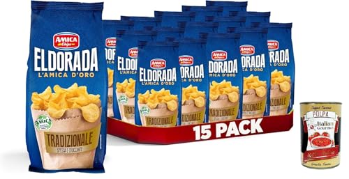 AMICA Chips | Eldorada Patatine Ricetta Tradizionale, Chips, traditionelles Rezept, langsames Garen, dicker und knuspriger Schnitt, glutenfrei, 15 x 130 g + Italian Gourmet polpa 400g AMICA Chips | Eldorada Patatine Ricetta Tradizionale, Chips, traditionelles Rezept, langsames Garen, dicker und knuspriger Schnitt, glutenfrei, 15 x 130 g + Italian Gourmet polpa 400g von Italian Gourmet E.R.