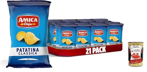 AMICA Chips | La Patatina Classica Originale, Der originale klassische Chip, glutenfreie Snacks, mit Sonnenblumenöl, 21 x 50 g + Italian Gourmet polpa 400g AMICA Chips | La Patatina Classica Originale, Der originale klassische Chip, glutenfreie Snacks, mit Sonnenblumenöl, 21 x 50 g + Italian Gourmet polpa 400g von Italian Gourmet E.R.