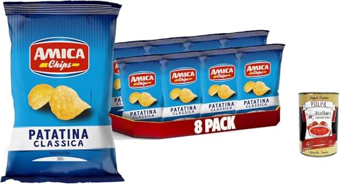 AMICA Chips | La Patatina Classica Originale, Der originale klassische Chip, glutenfreie Snacks, mit Sonnenblumenöl, 8 x 300 g + Italian Gourmet polpa 400g AMICA Chips | La Patatina Classica Originale, Der originale klassische Chip, glutenfreie Snacks, mit Sonnenblumenöl, 8 x 300 g + Italian Gourmet polpa 400g von Italian Gourmet E.R.
