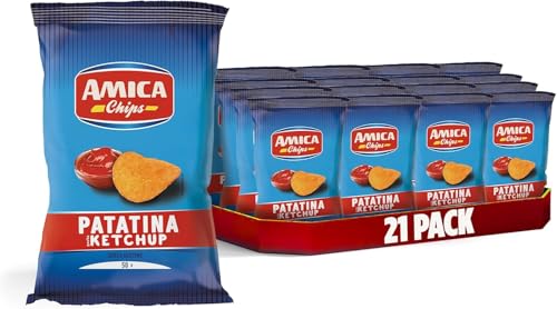 AMICA Chips | La Patatina Gusto Ketchup, Ketchup schmecken Chip, Gluten -freie Snacks mit Sonnenblumenöl, natürliches Aroma, 21 x 50 g + Italian Gourmet polpa 400g AMICA Chips | La Patatina Gusto Ketchup, Ketchup schmecken Chip, Gluten -freie Snacks mit Sonnenblumenöl, natürliches Aroma, 21 x 50 g + Italian Gourmet polpa 400g von Italian Gourmet E.R.