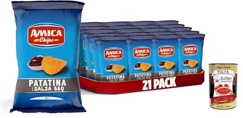 AMICA Chips | La Patatina Gusto Salsa BBQ, BBQ -Sauce -Geschmack Kartoffel chips, glutenfreie Snacks, mit Sonnenblumenöl, natürliches Aroma, 21 x 50 g + Italian Gourmet polpa 400g AMICA Chips | La Patatina Gusto Salsa BBQ, BBQ -Sauce -Geschmack Kartoffel chips, glutenfreie Snacks, mit Sonnenblumenöl, natürliches Aroma, 21 x 50 g + Italian Gourmet polpa 400g von Italian Gourmet E.R.