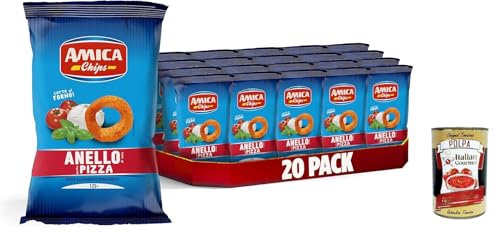AMICA Chips | Patatine Anello al Gusto Pizza, Pizza -Mais -Ring chips, gebackene Mais -Snacks, mit Sonnenblumenkernöl, 20 x 125 g + Italian Gourmet polpa 400g AMICA Chips | Patatine Anello al Gusto Pizza, Pizza -Mais -Ring chips, gebackene Mais -Snacks, mit Sonnenblumenkernöl, 20 x 125 g + Italian Gourmet polpa 400g von Italian Gourmet E.R.