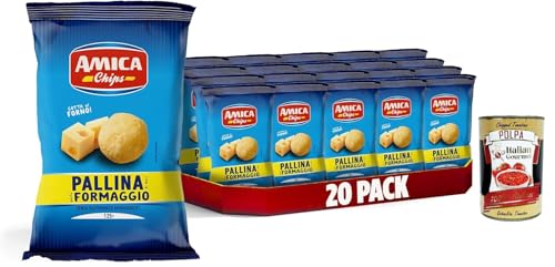 AMICA Chips | Patatine Pallina al Gusto Formaggio, Pallina -Käse -Bälle -Chips, gebackene Mais -Snacks, monosodisches Glutamat ohne Sonnenblumenöl, 20 x 125 g + Italian Gourmet polpa 400g AMICA Chips | Patatine Pallina al Gusto Formaggio, Pallina -Käse -Bälle -Chips, gebackene Mais -Snacks, monosodisches Glutamat ohne Sonnenblumenöl, 20 x 125 g + Italian Gourmet polpa 400g von Italian Gourmet E.R.