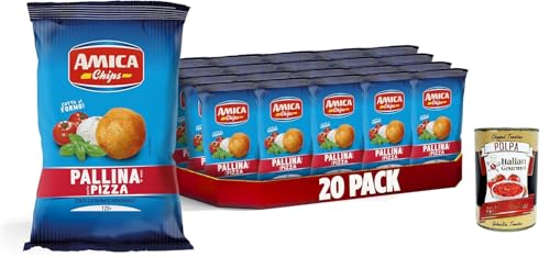 AMICA Chips | Patatine Palline al Gusto Pizza, Pizza -Mais -Bälle chips, gebackene Mais -Snacks, mit Sonnenblumenkernöl, 20 x 125 g + Italian Gourmet polpa 400g AMICA Chips | Patatine Palline al Gusto Pizza, Pizza -Mais -Bälle chips, gebackene Mais -Snacks, mit Sonnenblumenkernöl, 20 x 125 g + Italian Gourmet polpa 400g von Italian Gourmet E.R.
