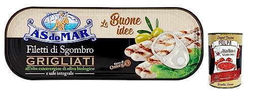 AS do MAR Filetti di Sgombro Grigliati,Gegrillte Makrelenfilets in Bio-Olivenöl Extra und Vollsalz,120g Dose + Italian Gourmet Polpa di Pomodoro 400g Dose AS do MAR Filetti di Sgombro Grigliati,Gegrillte Makrelenfilets in Bio-Olivenöl Extra und Vollsalz,120g Dose + Italian Gourmet Polpa di Pomodoro 400g Dose von Italian Gourmet E.R.