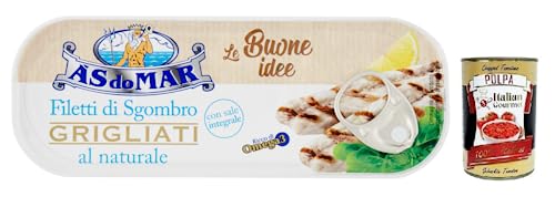 AS do MAR Filetti di Sgombro Grigliati al Naturale,Natürliche Gegrillte Makrelenfilets und Vollsalz,120g Dose + Italian Gourmet Polpa di Pomodoro 400g Dose AS do MAR Filetti di Sgombro Grigliati al Naturale,Natürliche Gegrillte Makrelenfilets und Vollsalz,120g Dose + Italian Gourmet Polpa di Pomodoro 400g Dose von Italian Gourmet E.R.