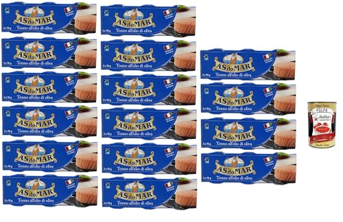 AS do MAR Tonno all'Olio di Oliva,Thunfisch in Olivenöl,ideal in jedem Rezept 16x 210g (3x70g) Dose + Italian Gourmet Polpa di Pomodoro 400g Dose von Italian Gourmet E.R.