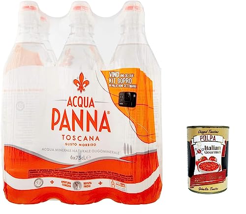 Acqua Panna, natürliches oligomineralisches Mineralwasser 75 cl x 6 – 4,5 l von Italian Gourmet E.R.