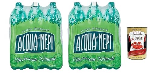 Acqua di Nepi Acqua Minerale Effervescente Naturale, Natürliches sprudelndes Mineralwasser Pet 12 x 1,5 l + Italian Gourmet polpa 400g von Italian Gourmet E.R.