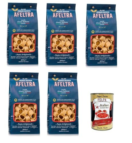 Afeltra Calamari 100% Grano Italiano 500g,Gragnano IGP - Nudeln aus Hartweizengrieß von höchster Qualität 5x 500g + Italian Gourmet Polpa di Pomodoro 400g Dose von Italian Gourmet E.R.