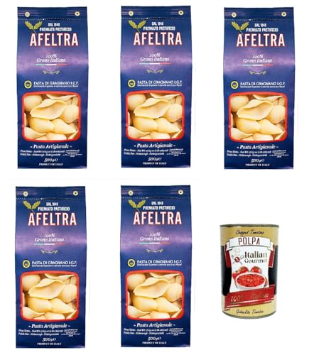 Afeltra Conchiglione 100% Grano Italiano 500g,Gragnano IGP - Nudeln aus Hartweizengrieß von höchster Qualität 5x 500g + Italian Gourmet Polpa di Pomodoro 400g Dose von Italian Gourmet E.R.