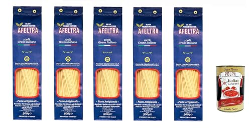 Afeltra Linguina 100% Grano Italiano 500g,Gragnano IGP - Nudeln aus Hartweizengrieß von höchster Qualität 5x 500g + Italian Gourmet Polpa di Pomodoro 400g Dose von Italian Gourmet E.R.