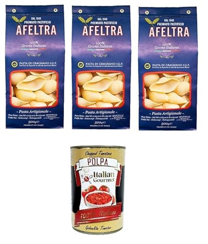 Afeltra Pasta di Gragnano I.G.P Conchiglione I.G.P. Grießnudeln 3x 500gr + Italian Gourmet polpa 400g Afeltra Pasta di Gragnano I.G.P Conchiglione I.G.P. Grießnudeln 3x 500gr + Italian Gourmet polpa 400g von Italian Gourmet E.R.