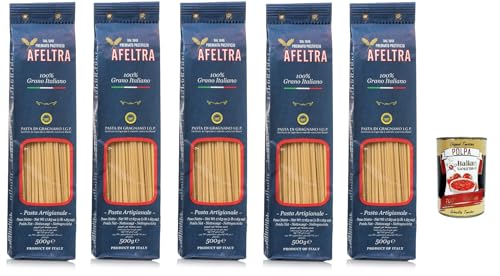 Afeltra Spaghettoni 100% Grano Italiano 500g,Gragnano IGP - Nudeln aus Hartweizengrieß von höchster Qualität 5x 500g + Italian Gourmet Polpa di Pomodoro 400g Dose von Italian Gourmet E.R.